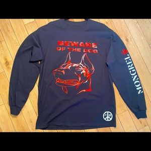 Long Sleeve Graphic Tee Beware Of the Dog & Pray For Peace